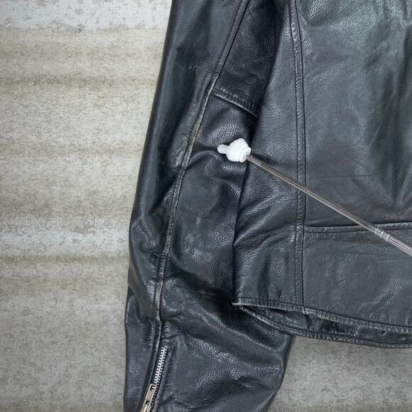 Vintage Street Legal Genuine Leather Jacket Jet Black Insulated Full Zip 90s - Picture 8 of 8